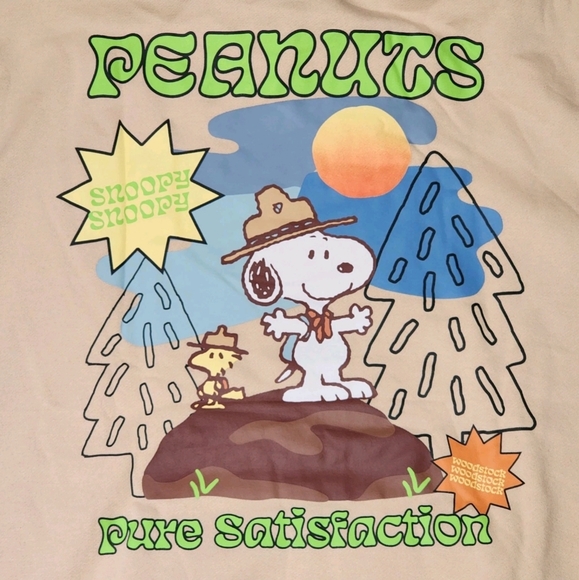 PEANUTS SNOOPY WOODSTOCK PARK RANGERS TAN PULLOVER SWEATSHIRT HOODIE XL NWT - Picture 2 of 10